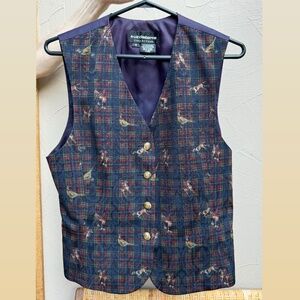 Vintage Liz Claiborne Plaid Vest with Horse Pattern - size 8